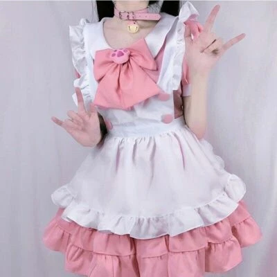 Lolita Dress Maid Costume Ruffle Frill Apron Waitress Fancy Japanese Cosplay - Image 1 of 4