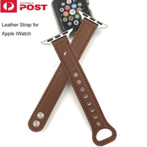 Genuine Leather Strap Band Belt For Apple iWatch Series 8 7 6 5 4 3 2 SE 38-45mm - Picture 1 of 18