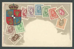 Ca 1904 Romania 1903 Stamp Set Portrayed On Mint Card W/Coat Of Arms - Picture 1 of 1