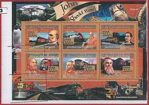 FRENCH GUINEA - ERROR, 2008 MISPERF SHEET: TRAINS, John Shedd Reed, Fauna - Picture 1 of 1