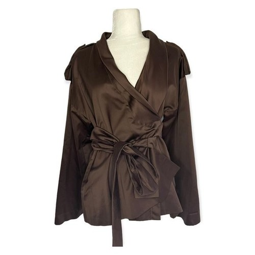 $1495 Fendi giacca marrone con colletto avvolgente davanti taglia US 10 IT 46