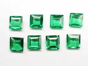 Lab Emerald Square Cut 3 mm To 12 mm Loose Gemstone Neno For Jewelry Makings - Picture 1 of 6