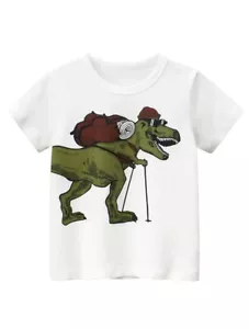 Cotton Dinosaur Print Short Sleeve Boy's T-Shirt - Picture 1 of 6