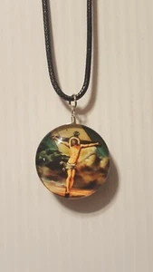 Jesús Doble Cara Colgante Dije / 17"+2" (cadena) Collar Cuerda (02) - Imagen 1 de 3