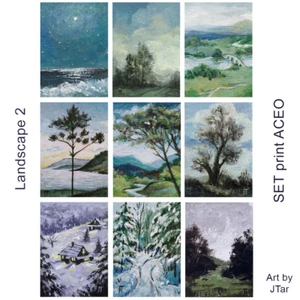 SET 9 ACEO Impresión Paisaje Pintura Naturaleza Mar Montañas Prado Flor Jardín - Imagen 1 de 21