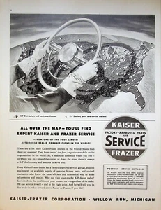 1947 Kaiser Frazer Automotive Parts Service Vintage Print Ad Willow Run Michigan - Bild 1 von 1