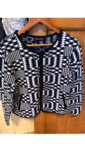 Women's Gordon Smith Size L (16) Navy | White Zippered Cropped Jacket - Picture 1 of 5