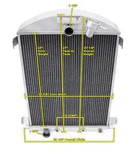 SZ Champion 3 Row Radiator Ford Config for 1930 1931 Ford Model A V8 Conversion - Foto 1 di 7