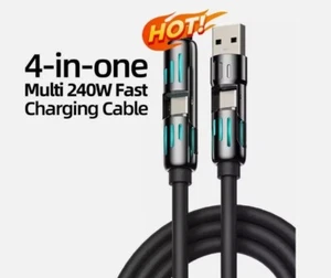 Cavo di ricarica multi-USB 4 in 1 - MAX 240W ricarica rapida/con USB A+ Type-C 5 piedi - Foto 1 di 8