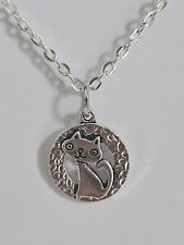 happy cat Moon pendant necklace Silver Plated Crazycatlady 18inch