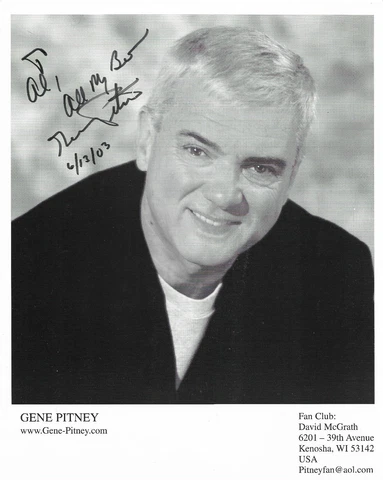 GENE PITNEY "Singing Legend" genuine Signed Autograph 10 by 8 COA 28718 Cover