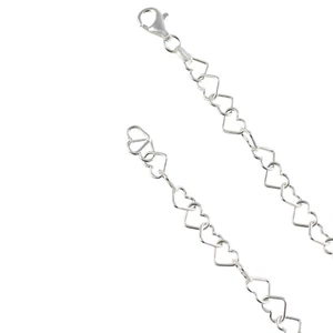 Sterling Silver Small Heart Link 5.8mm Anklet Chain Italian Italy Solid .925 - Picture 1 of 7