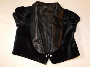 XOXO Girl's Youth Coat Short Over Dress Jacket Black Velvet Satin Collar S Small - Picture 1 of 6