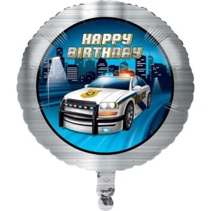 Happy Birthday Police Car 18'' Mylar Balloon Birthday Party Decorations Supplies - Picture 1 of 1