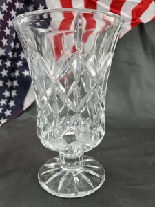 Crystal 7" Footed Vase Cut Diamond Pattern FAST SHIPPING!! - Picture 1 of 4