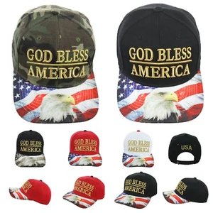 Baseball Cap GOD BLESS AMERICA Hat Eagle USA Flag Snapback Hats Fashion Caps - Picture 1 of 22