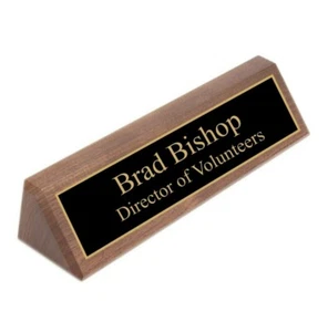 DESK PLATE PERSONALIZED WALNUT NAMEPLATE 2"X10" FREE ENGRAVING OFFICE BUSINESS - Picture 1 of 5