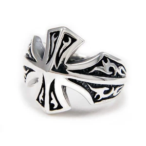TRIBAL MALTESE CROSS 925 STERLING SILVER GOTHIC ROCKABILLY BIKER RING cs-r002 - Picture 1 of 6