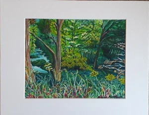 Kunstdruck Passepartout signiert Landschaft Archiv Cabincore rustikal Bauernhof Bäume Laub - Bild 1 von 1