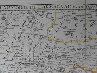 MAPPA, Carte D'Armagnac, G. Del 'Isle, Delisle, - Buache, 1745, ANTICO ORIGINALE ^ • 173.30€