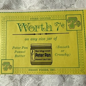 Vintage Peter Pan Peanut Butter Grocery Store Coupon - Picture 1 of 5