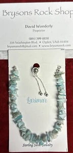 925 Sterling Silver Larimar Adjustable Bracelet - Picture 1 of 4