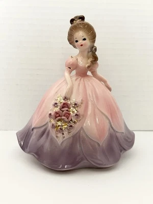 Josef Originals Tulip Flower Belle Series Figura Rosa y Púrpura Vestido Rosas Foto 1 de 4