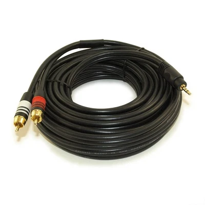 25ft 3.5mm Premium Mini-Stereo TRS Male to 2 RCA Male Audio/Speaker Cable - Image 1 of 3