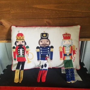 3 Nutcrackers Throw Pillow Multicolored Holiday Decorations Christmas - Picture 1 of 6