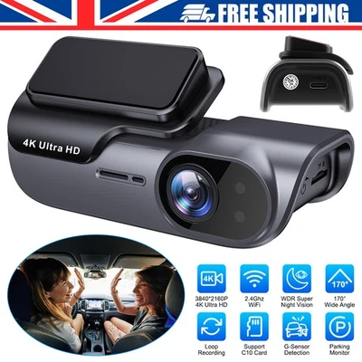 HD 4K GPS Dash Cam ,Wireless WiFi Front Car DVR Camera Video Recorder G-Sensor - Image 1 of 4