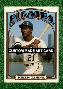 Roberto Clemente Baseball-Kunstkarte Pittsburgh Pirates 1972 Stil maßgeschneidert - Bild 1 von 2