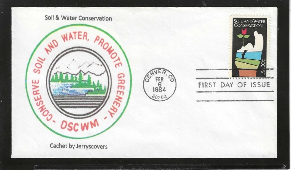 SOIL & WATER CONSERVATION FDC 1984 DENVER, COLORADO JERRY'S COVERS ONLY 1 MADE - Image 1 of 1