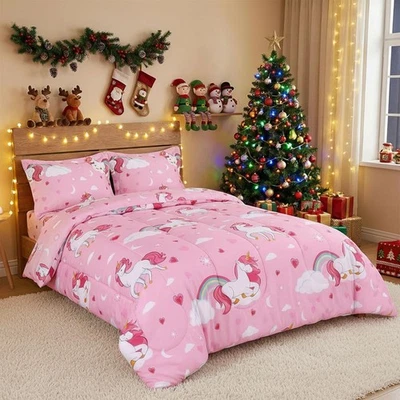 Juego de edredón unicornio para todas las estaciones con 2 fundas de almohada, 3 piezas suave cepillado mi... Foto 1 de 4