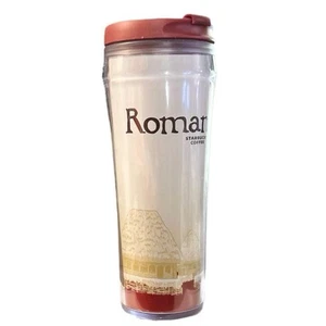 Vaso de viaje Starbucks Rumania Global Icon Series con tapa 12 OZ plástico 2004 - Imagen 1 de 10