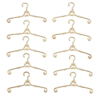10pcs Legierungstämme kleine Kleiderbügel Mini für Mini -Retro -Puppen (golden) - Bild 1 von 4