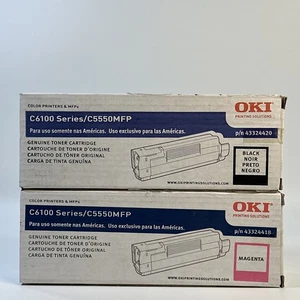 GENUINE OKI data 43324420/43324418 Black/Magenta Toner Cartridge C6100, C5550MFP - Picture 1 of 7