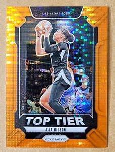 2024 Panini Prizm WNBA A'ja Wilson Top Tier #1 Orange Pulsar 71/75 Aces - Picture 1 of 2