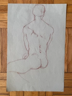 De colección 1970 Académico Masculino Físico Retrato Hombre Dibujo Gay Int 12 x 18 Foto 1 de 4