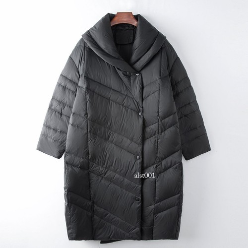 OFF WHITE Cappotto piumino donna invernale largo colletto bavero medio lungo soprabito oversize