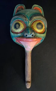 Antiguo sonajero de oso Haida Tlingit tallado a mano nativo del noroeste del Pacífico 12"x 5" - Imagen 1 de 4