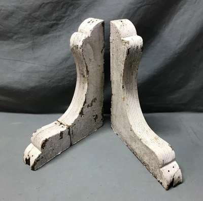 Par de soportes de porche decorativos elegantes de madera blancos en mal estado 10x13 de colección 1764-25B Foto 1 de 4