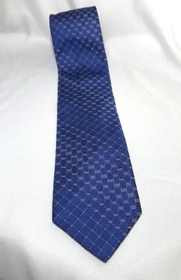 Hermosa corbata VERSACE azul y gris geo 100 % seda italiana para hombre de colección Y2K Foto 1 de 4