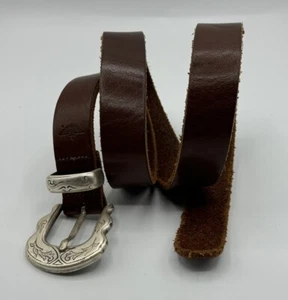 Dockers Size Medium Brown Leather Gunmetal Italian Buckle Casual Belt USA - Picture 1 of 7
