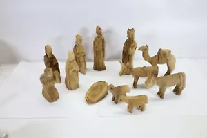 Holz Krippe 12-teilig handgeschnitzt Heiliges Land primitiv Vintage - Bild 1 von 5