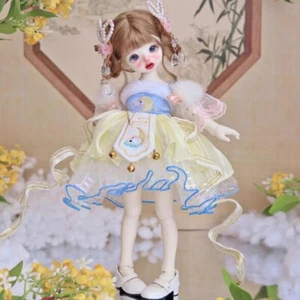 1/6 BJD Clothes Doll Outfit Hanfu Dress Yellow Headwear - Picture 1 of 2