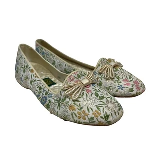 Vintage Daniel Green Comfy Slippers Brocade Slip On Flats Sz 5 - Picture 1 of 9