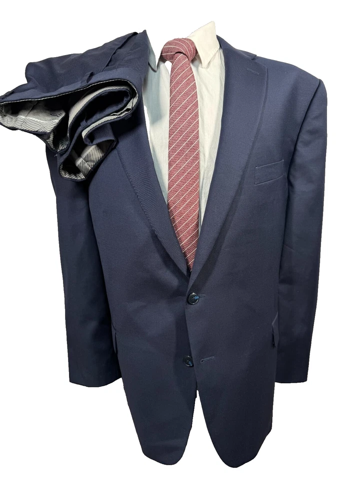 MICHAEL KORS Mens Navy Blue BIG & TALL STRETCH 2 Pc Suit 50R Jacket 44x26 Pant - Image 1 of 4