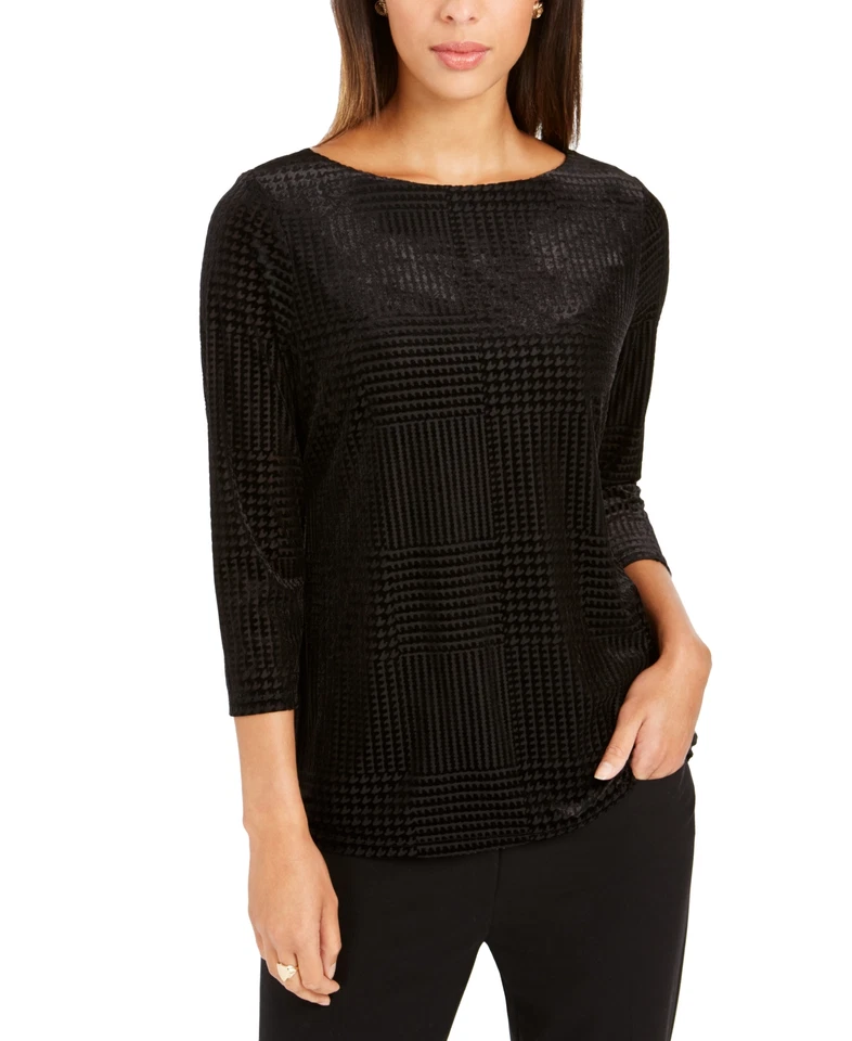 /LX004/ Charter Club Textured Velvet Top Black Sz M $64.50 - Image 1 of 1