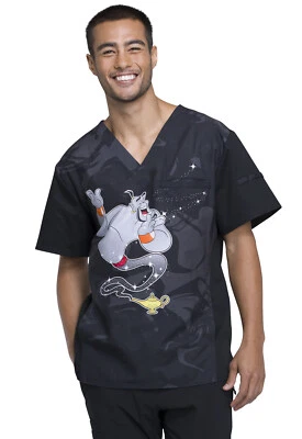 Aladdin Cherokee Scrubs Tooniforms Disney Mens V Neck Top TF700 ADTW - Image 1 of 4