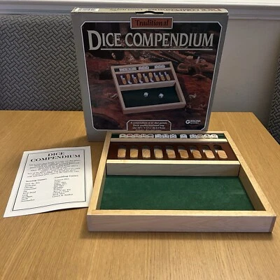Traditional Dice Compendium 21 Games Hardwood Case by Gibsons 8.5x9cms Unused - Image 1 of 4